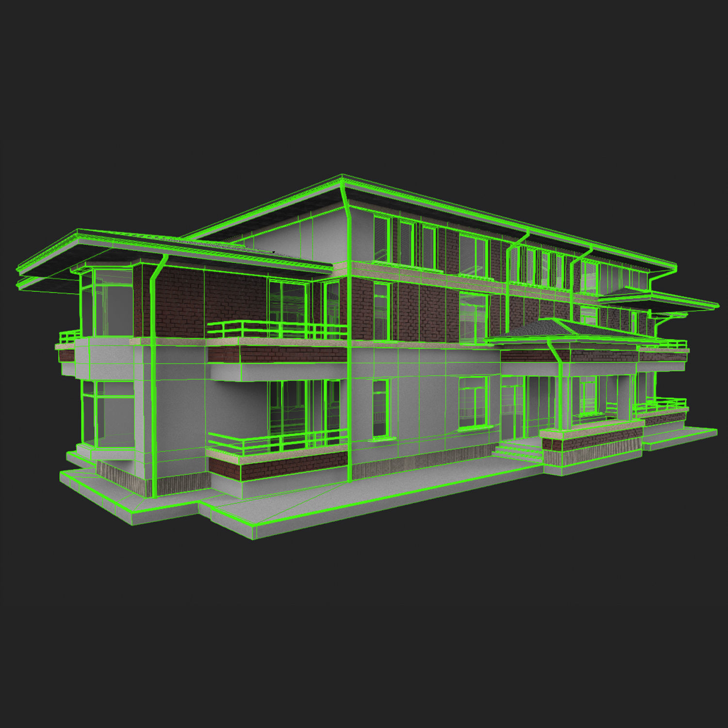 Apartment Building Game Ready Low-poly 3D model_12
