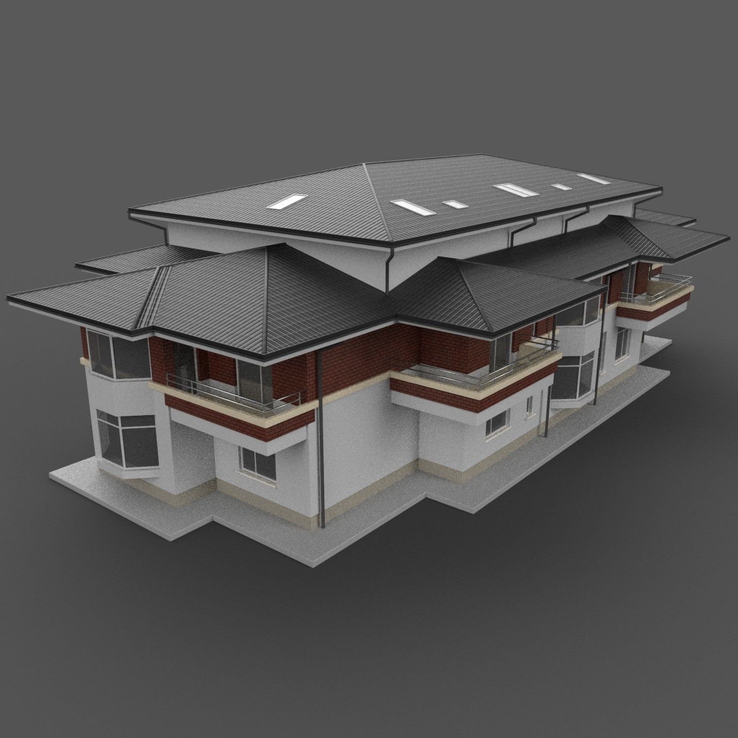 Apartment Building Game Ready Low-poly 3D model_7