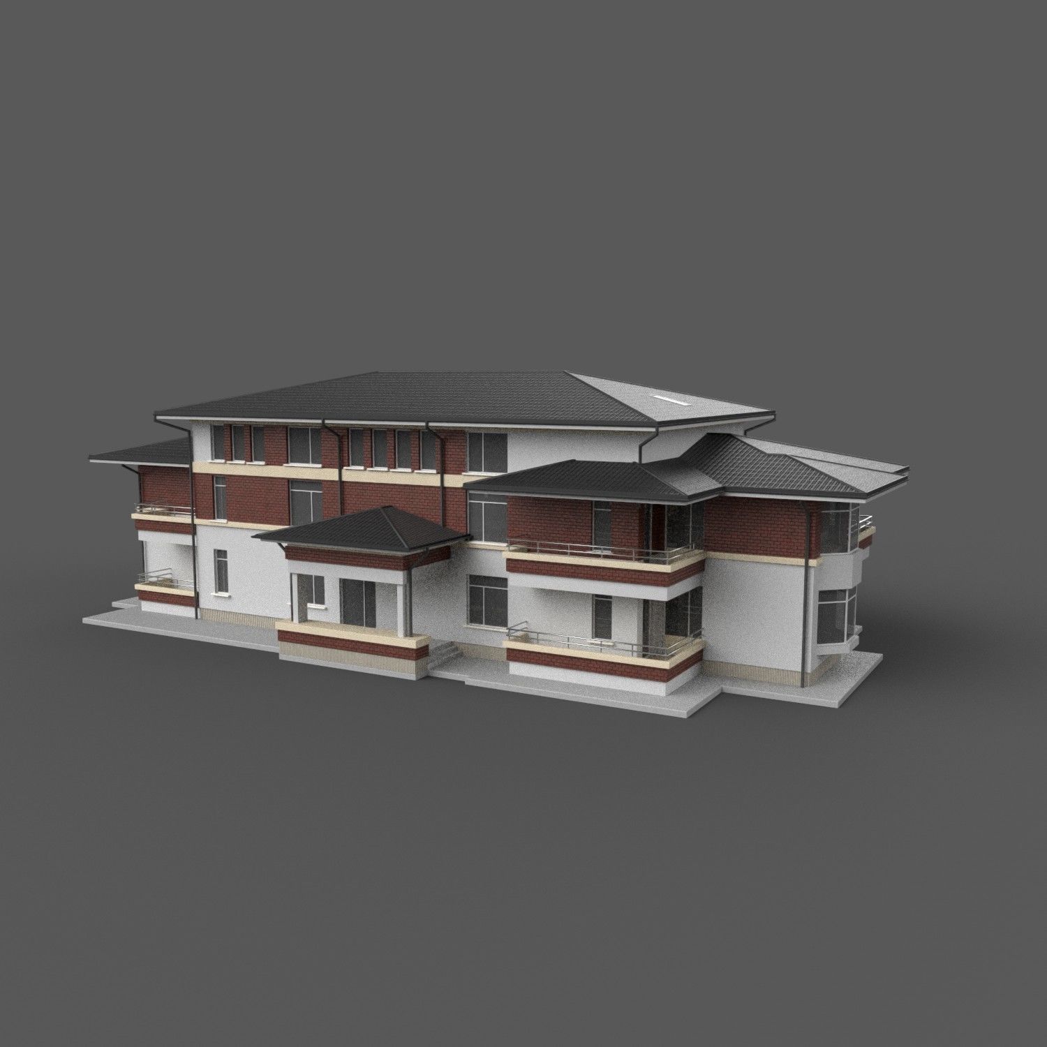 Apartment Building Game Ready Low-poly 3D model_3