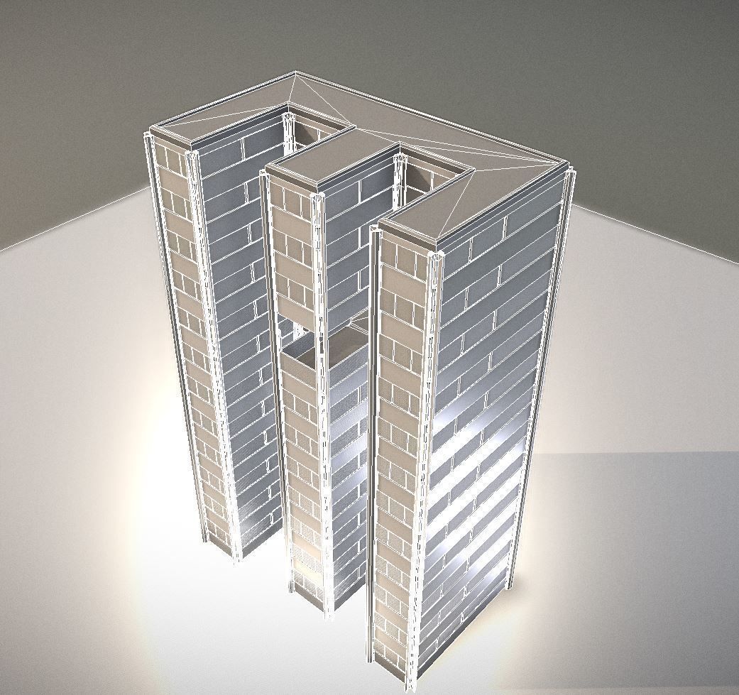City Building Design E-3 Low-poly 3D model_3