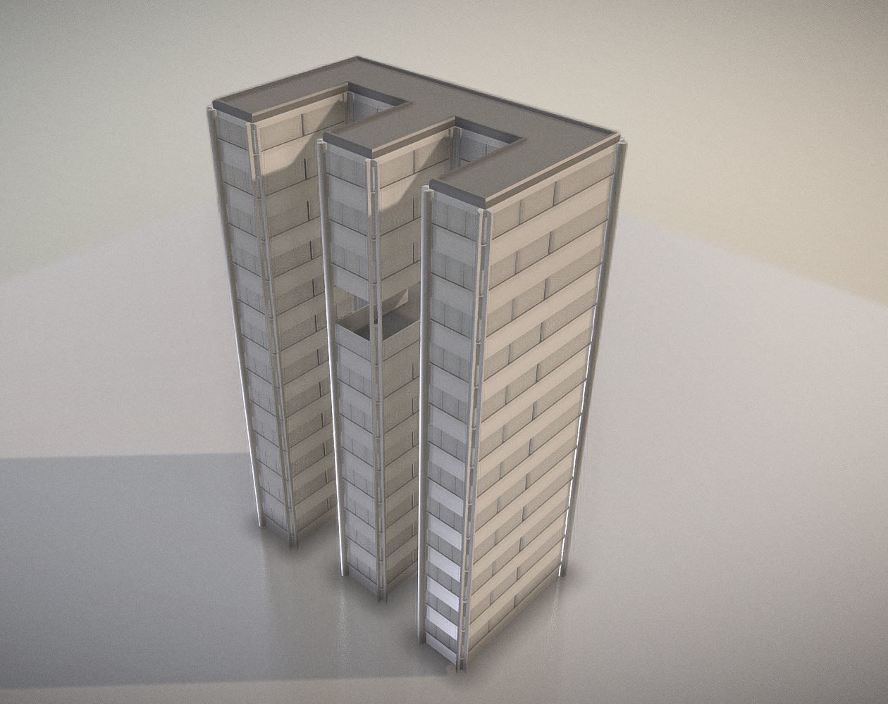 City Building Design E-3 Low-poly 3D model_19