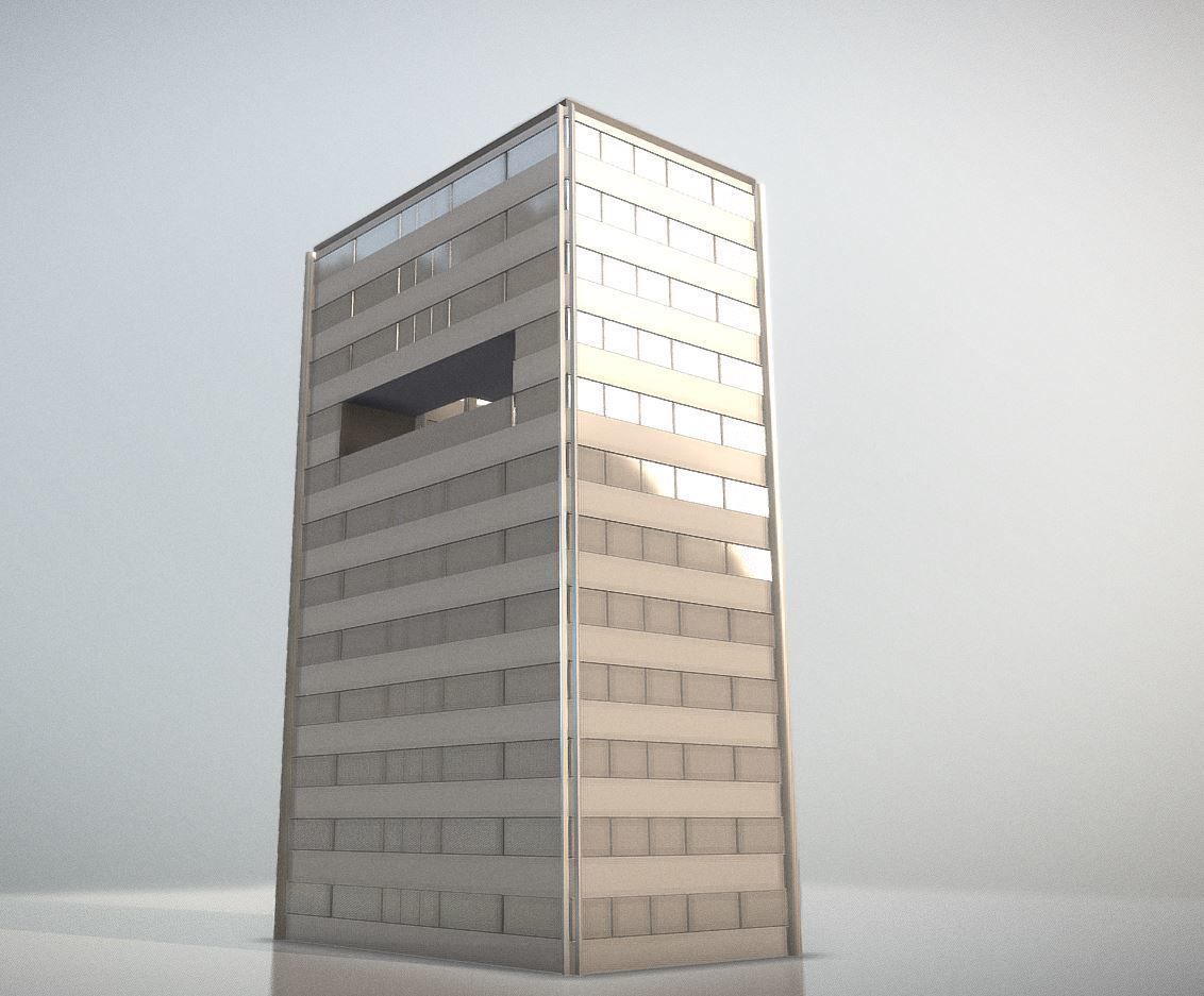 City Building Design E-3 Low-poly 3D model_4