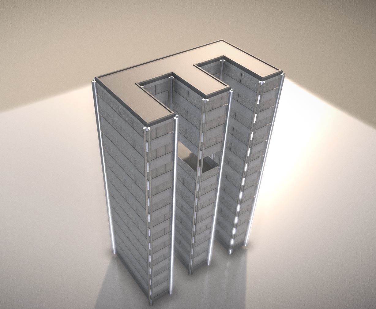 City Building Design E-3 Low-poly 3D model_17
