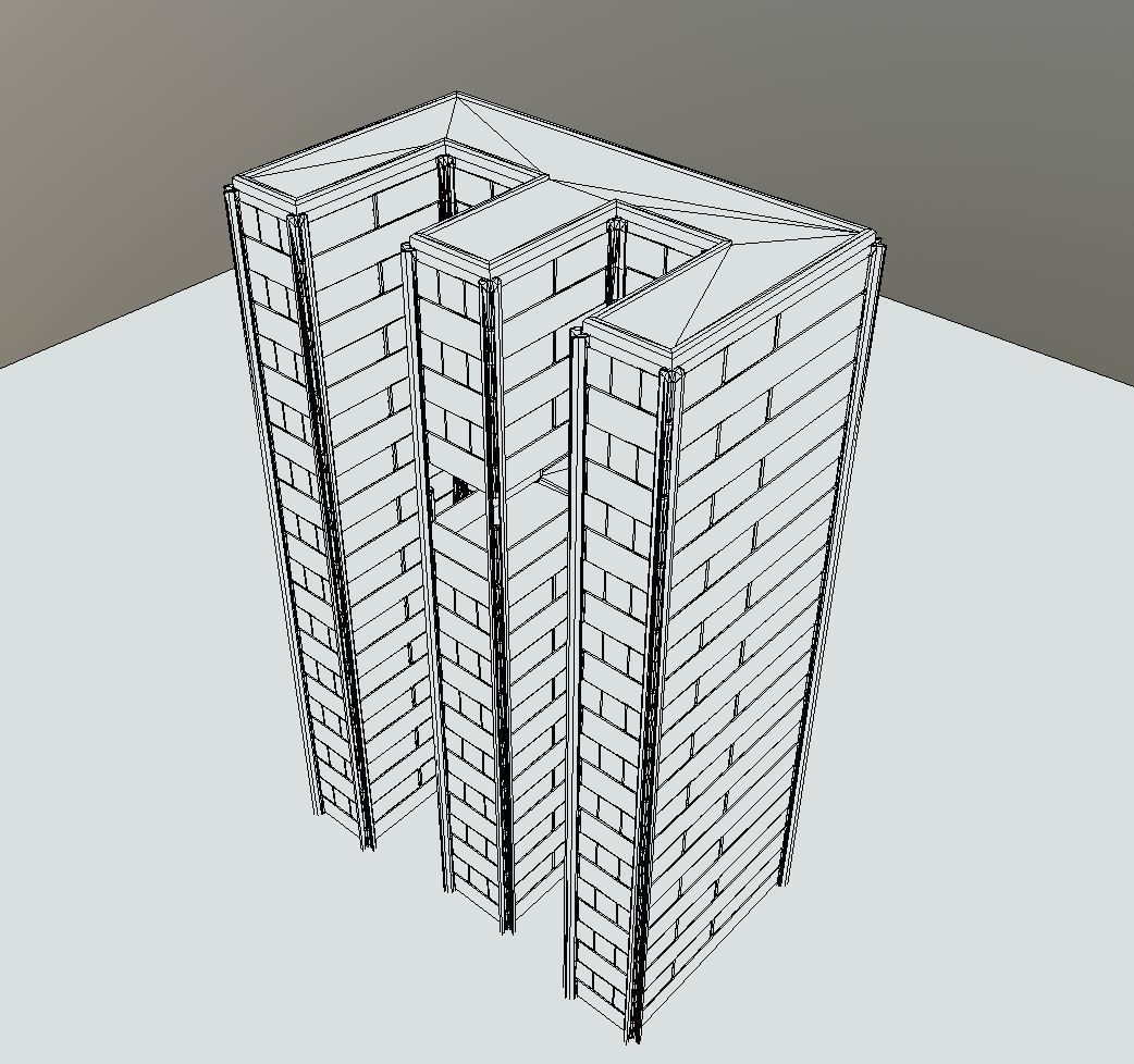 City Building Design E-3 Low-poly 3D model_9