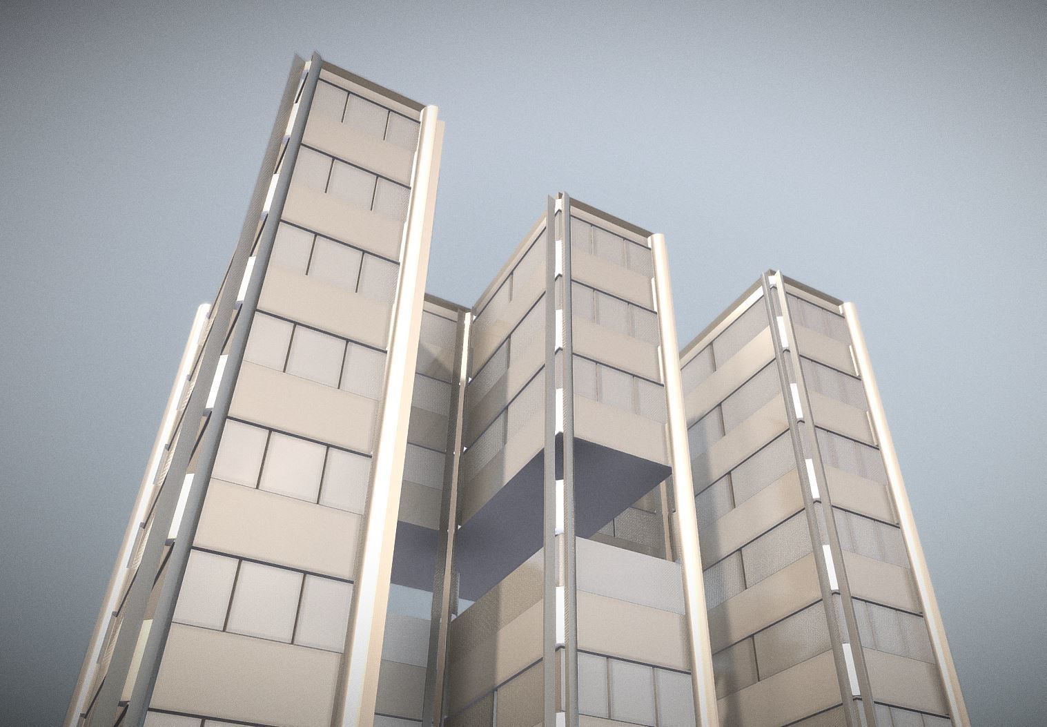 City Building Design E-3 Low-poly 3D model_2