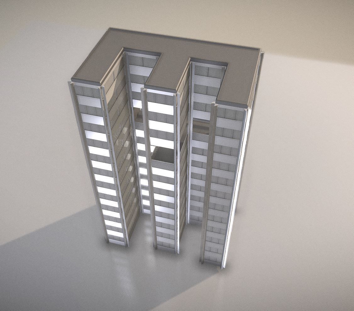 City Building Design E-3 Low-poly 3D model_12