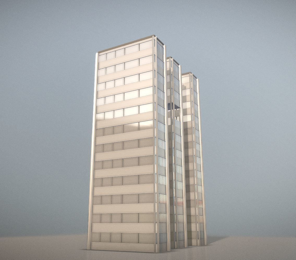 City Building Design E-3 Low-poly 3D model_5
