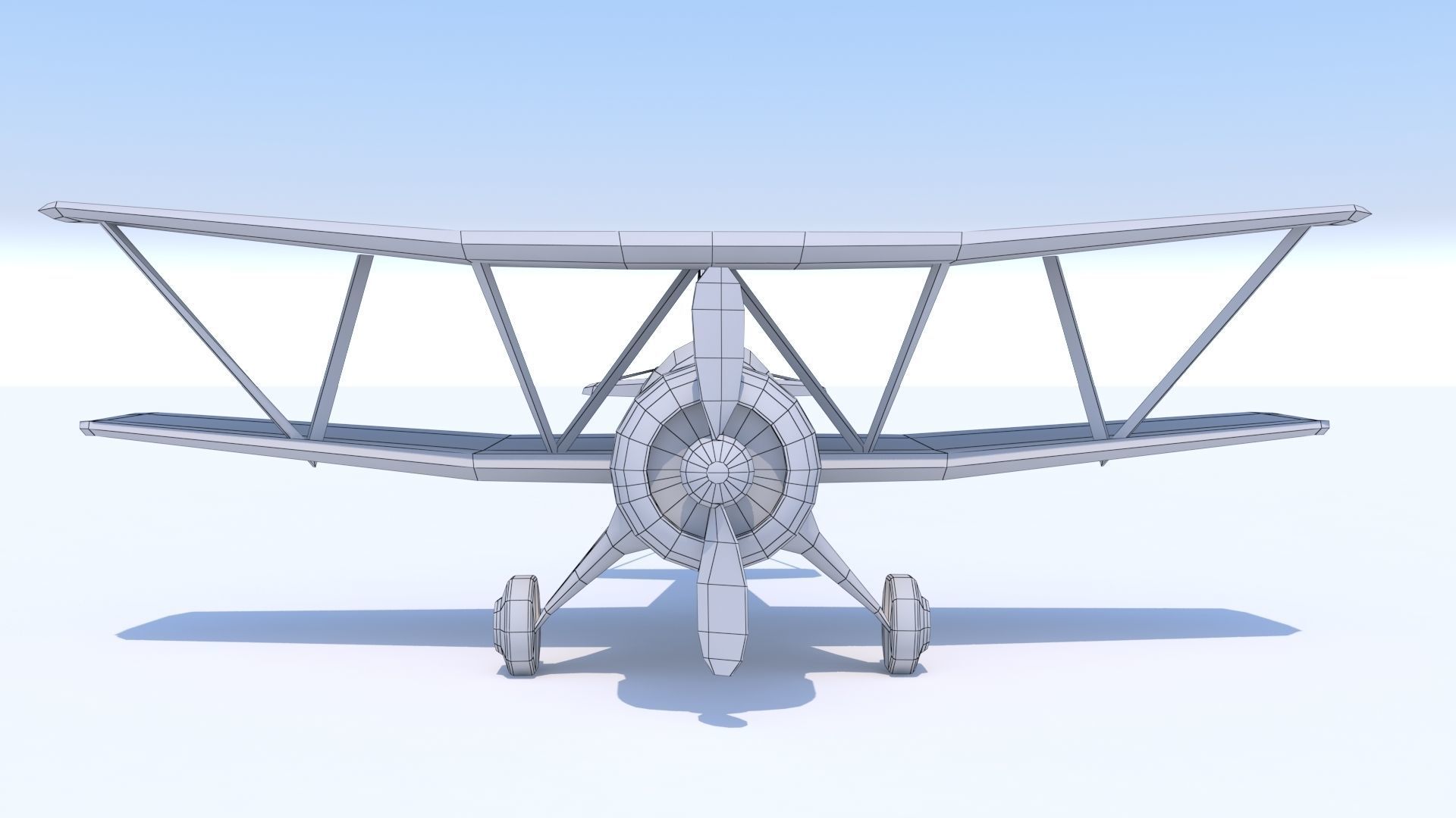 Biplane with a poster Stylized Low Poly  Low-poly 3D model_12