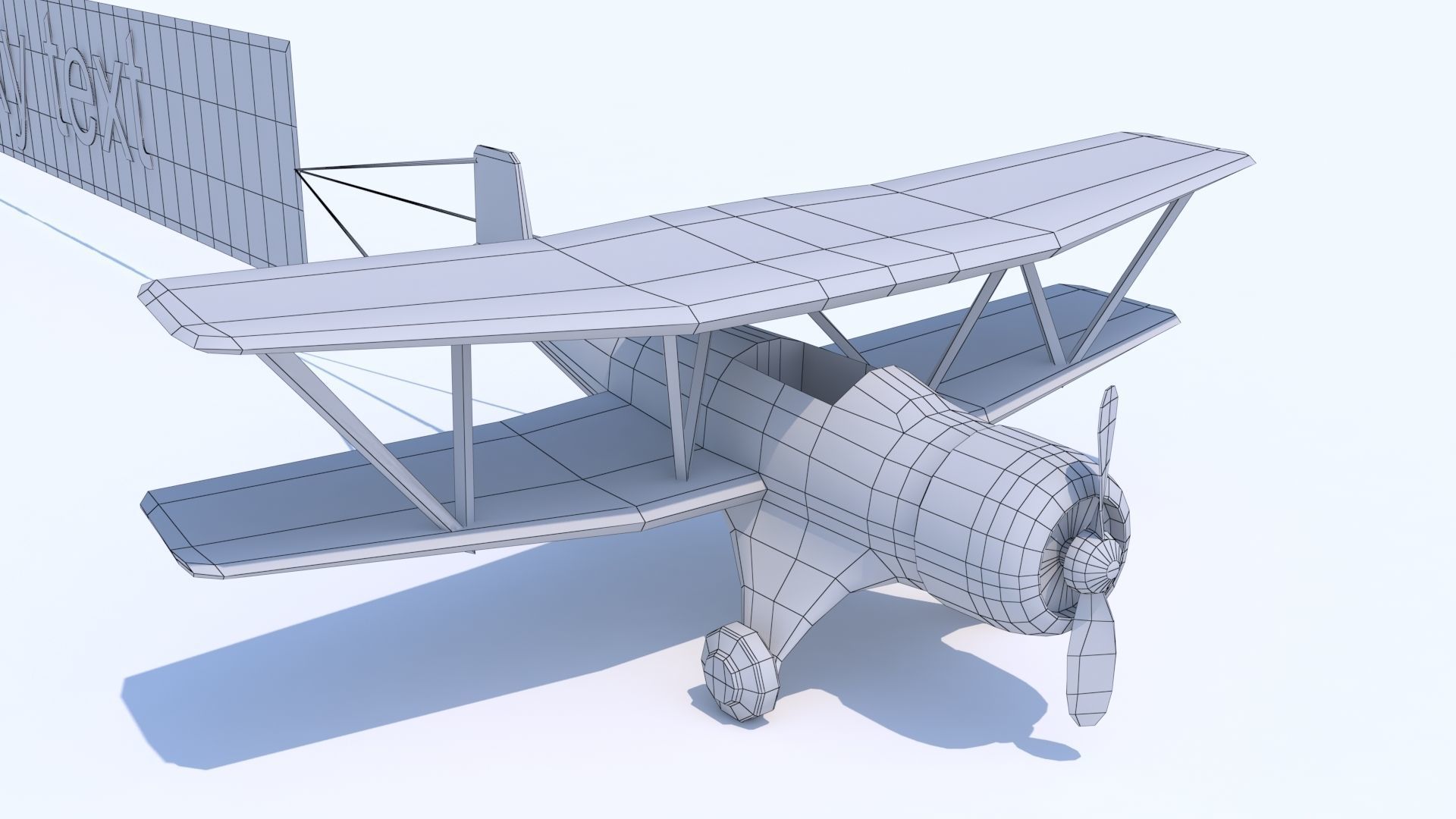 Biplane with a poster Stylized Low Poly  Low-poly 3D model_15
