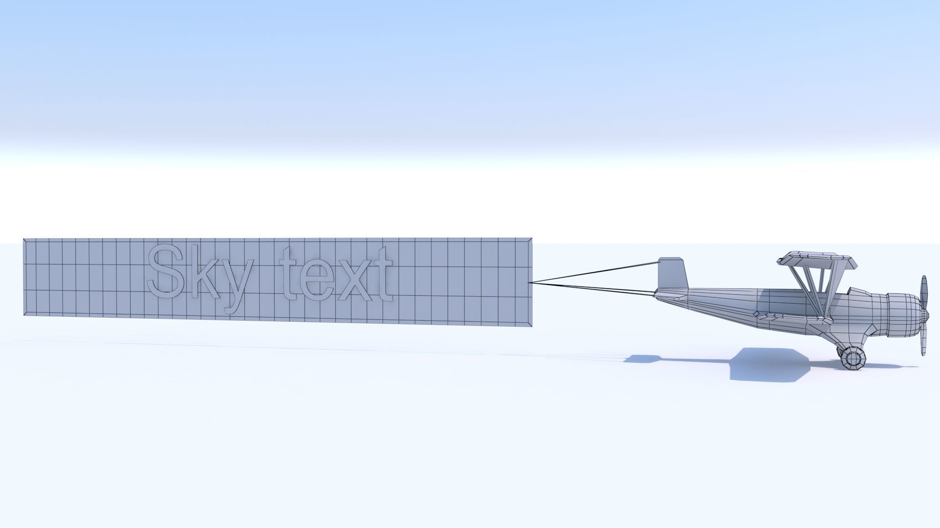 Biplane with a poster Stylized Low Poly  Low-poly 3D model_10