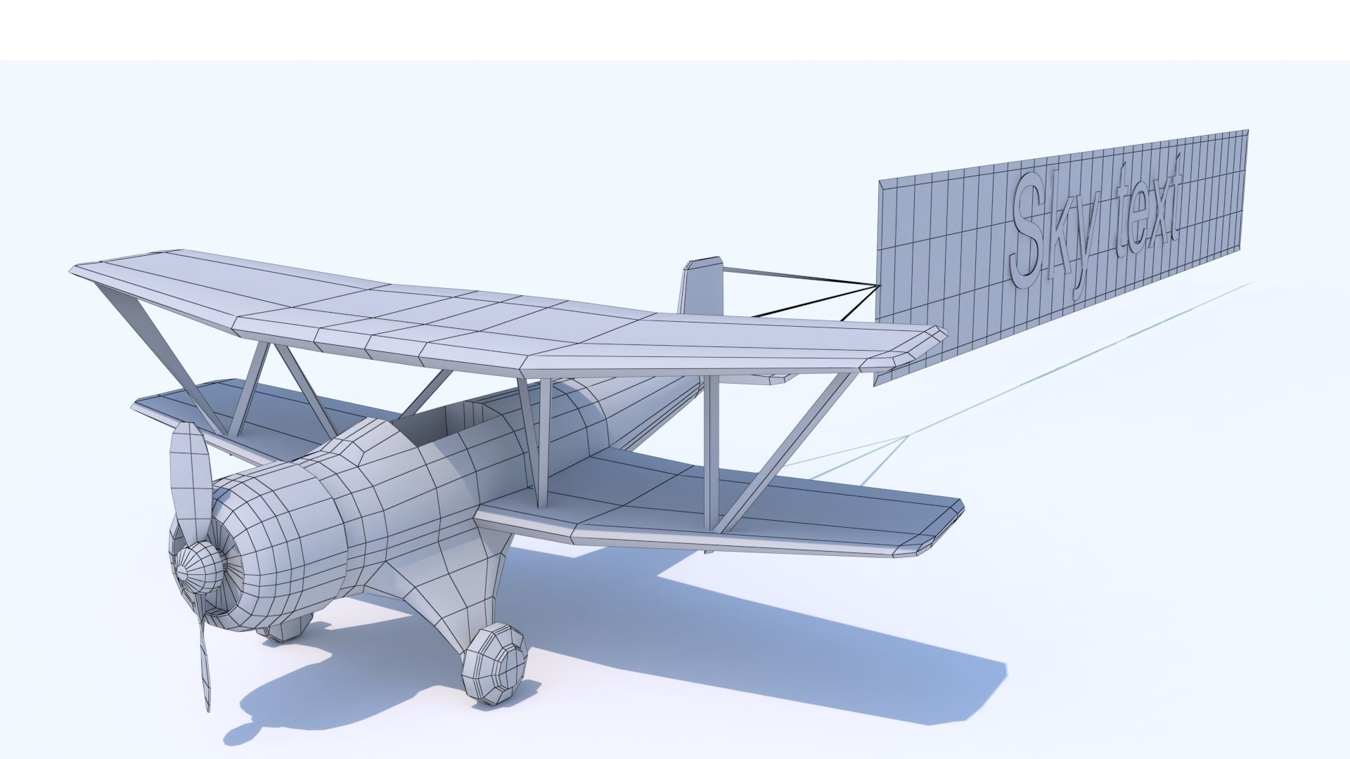 Biplane with a poster Stylized Low Poly  Low-poly 3D model_14