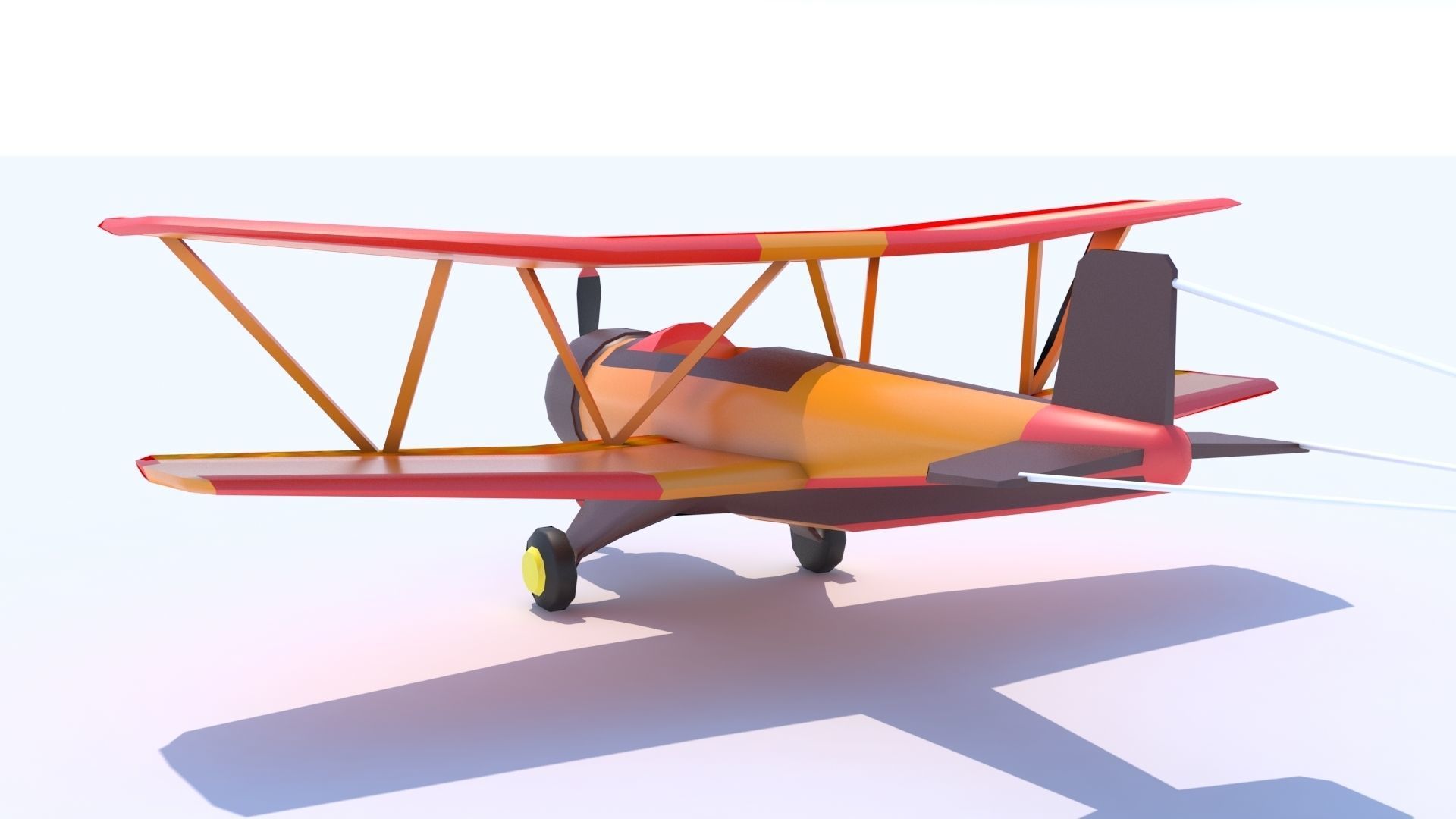 Biplane with a poster Stylized Low Poly  Low-poly 3D model_1