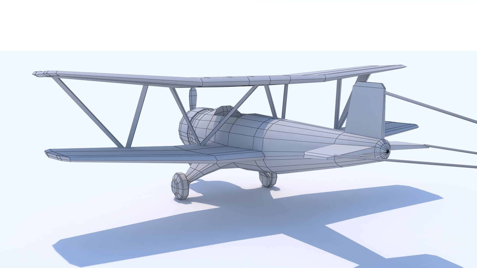 Biplane with a poster Stylized Low Poly  Low-poly 3D model_8