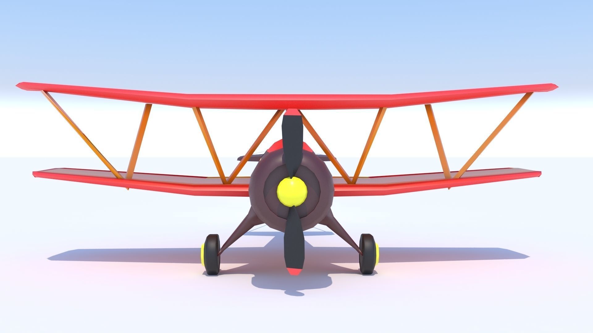 Biplane with a poster Stylized Low Poly  Low-poly 3D model_4