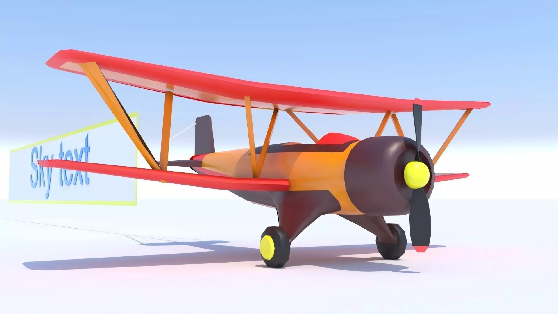 Biplane with a poster Stylized Low Poly  Low-poly 3D model_0