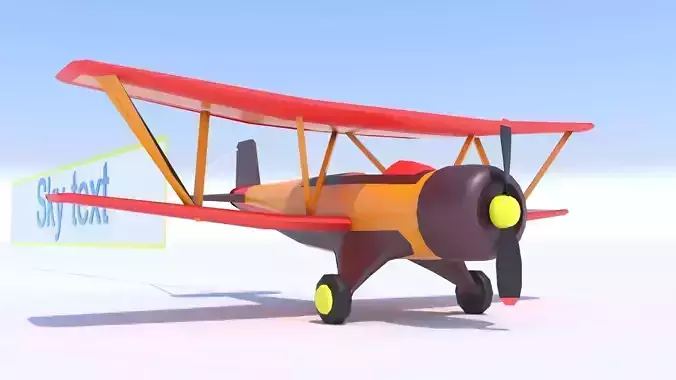 Biplane with a poster Stylized Low Poly 