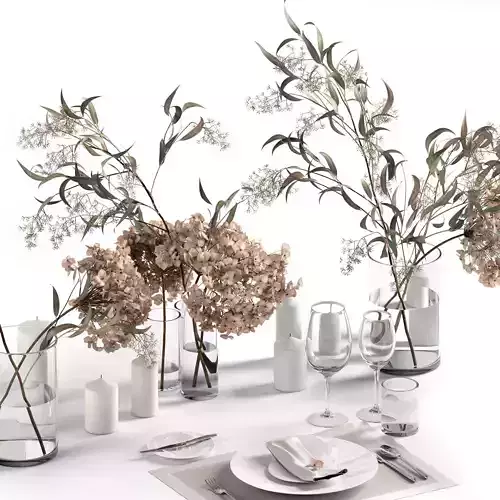 Table setting with dry plants