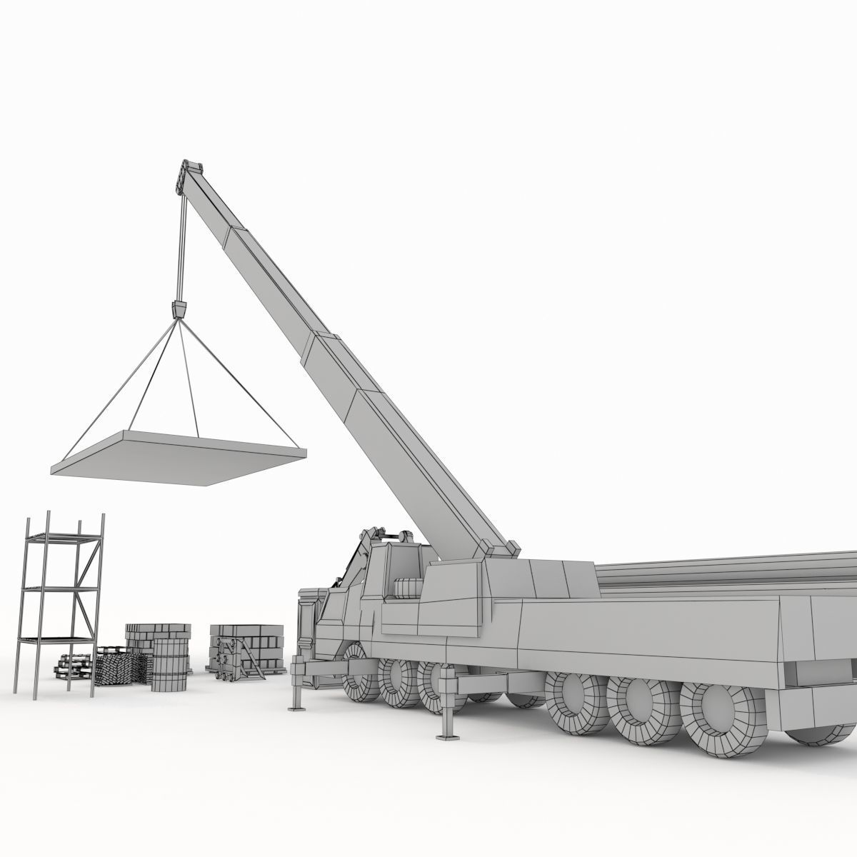 Collection building machinery and materials Stylized lowpoly Low-poly 3D model_18