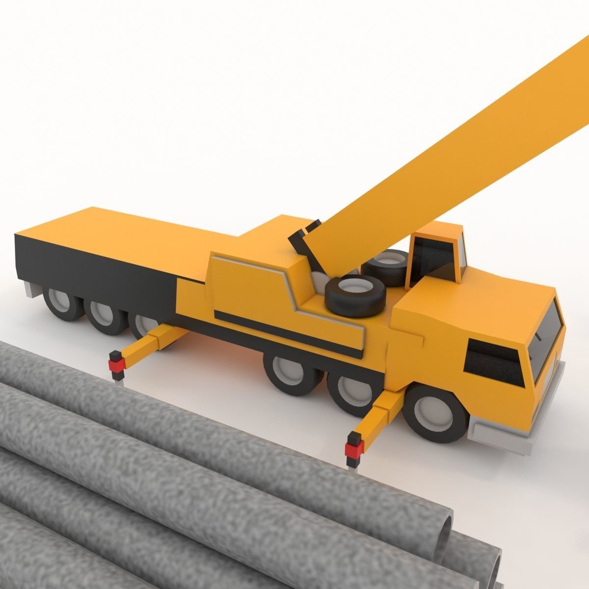 Collection building machinery and materials Stylized lowpoly Low-poly 3D model_4