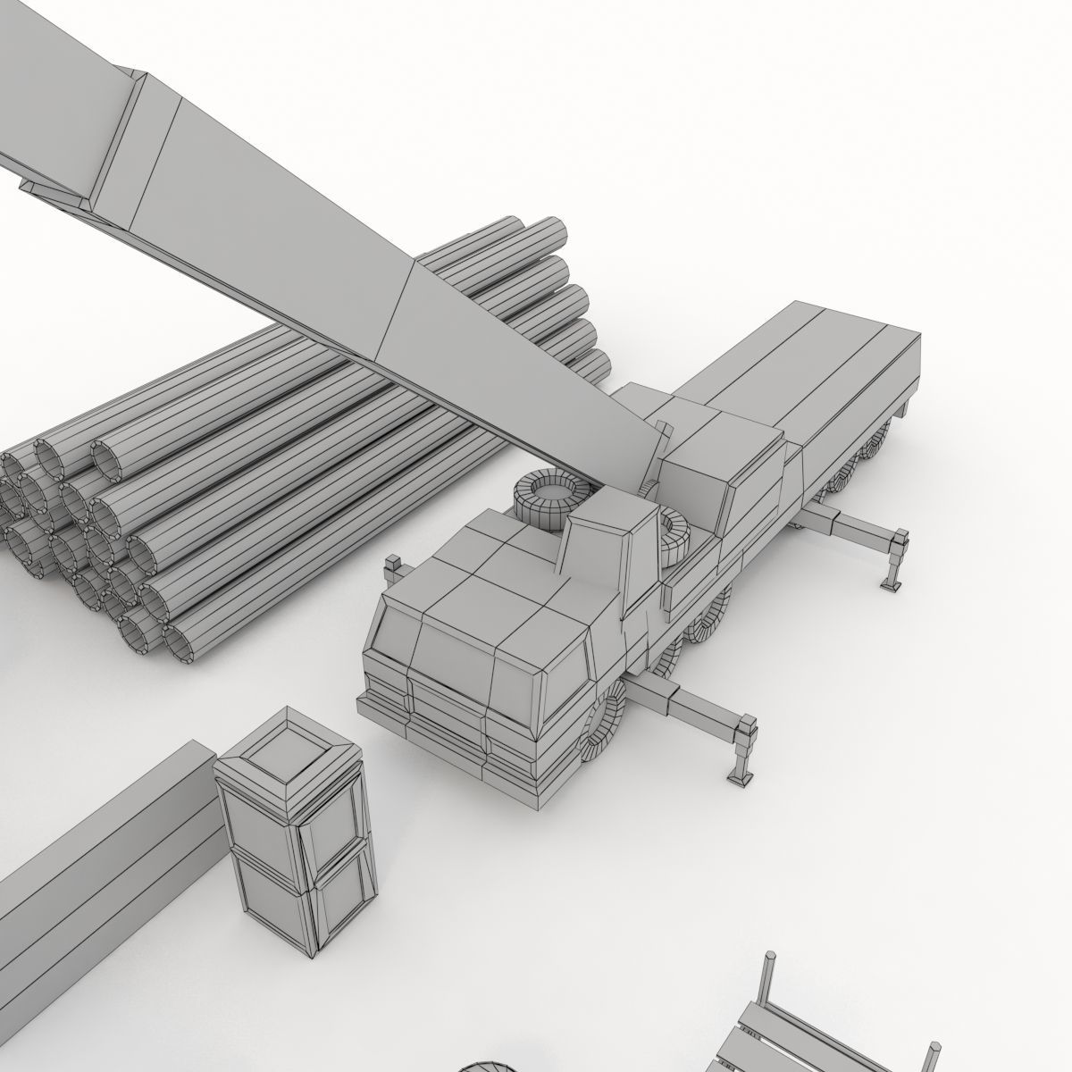 Collection building machinery and materials Stylized lowpoly Low-poly 3D model_19