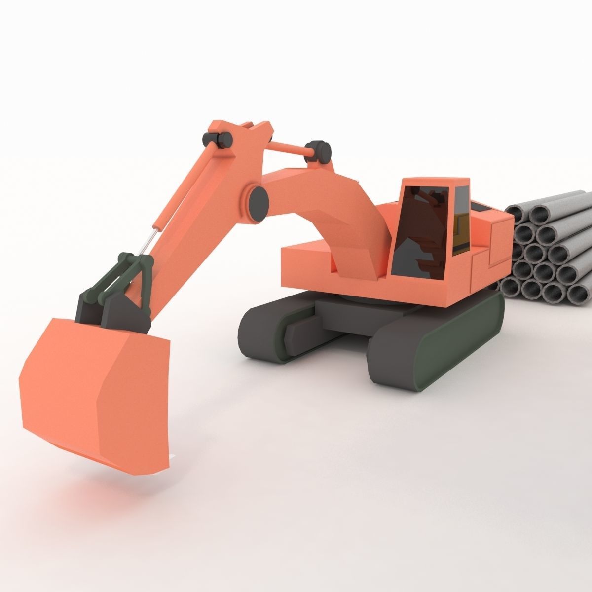 Collection building machinery and materials Stylized lowpoly Low-poly 3D model_6
