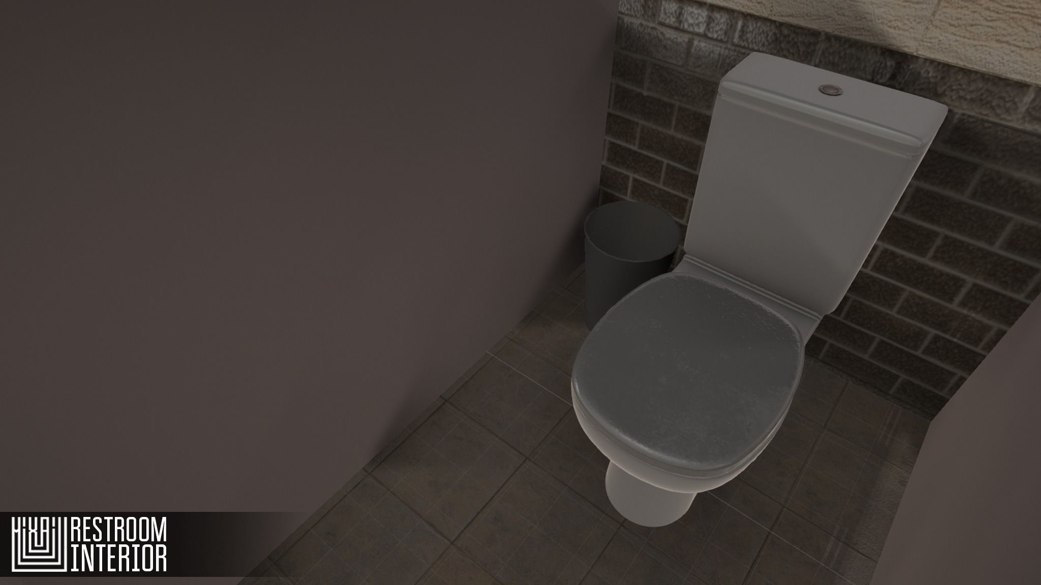 Restroom - interior Low-poly 3D model_1