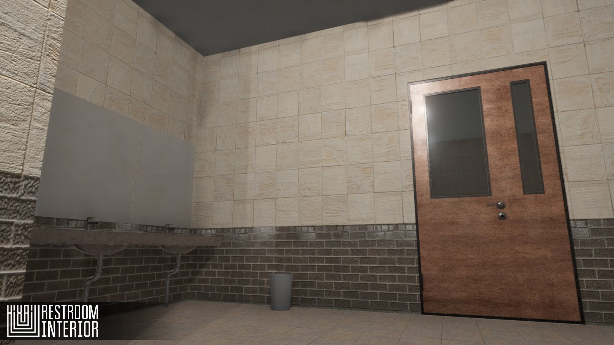 Restroom - interior Low-poly 3D model_11