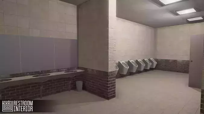 Restroom - interior Low-poly 3D model