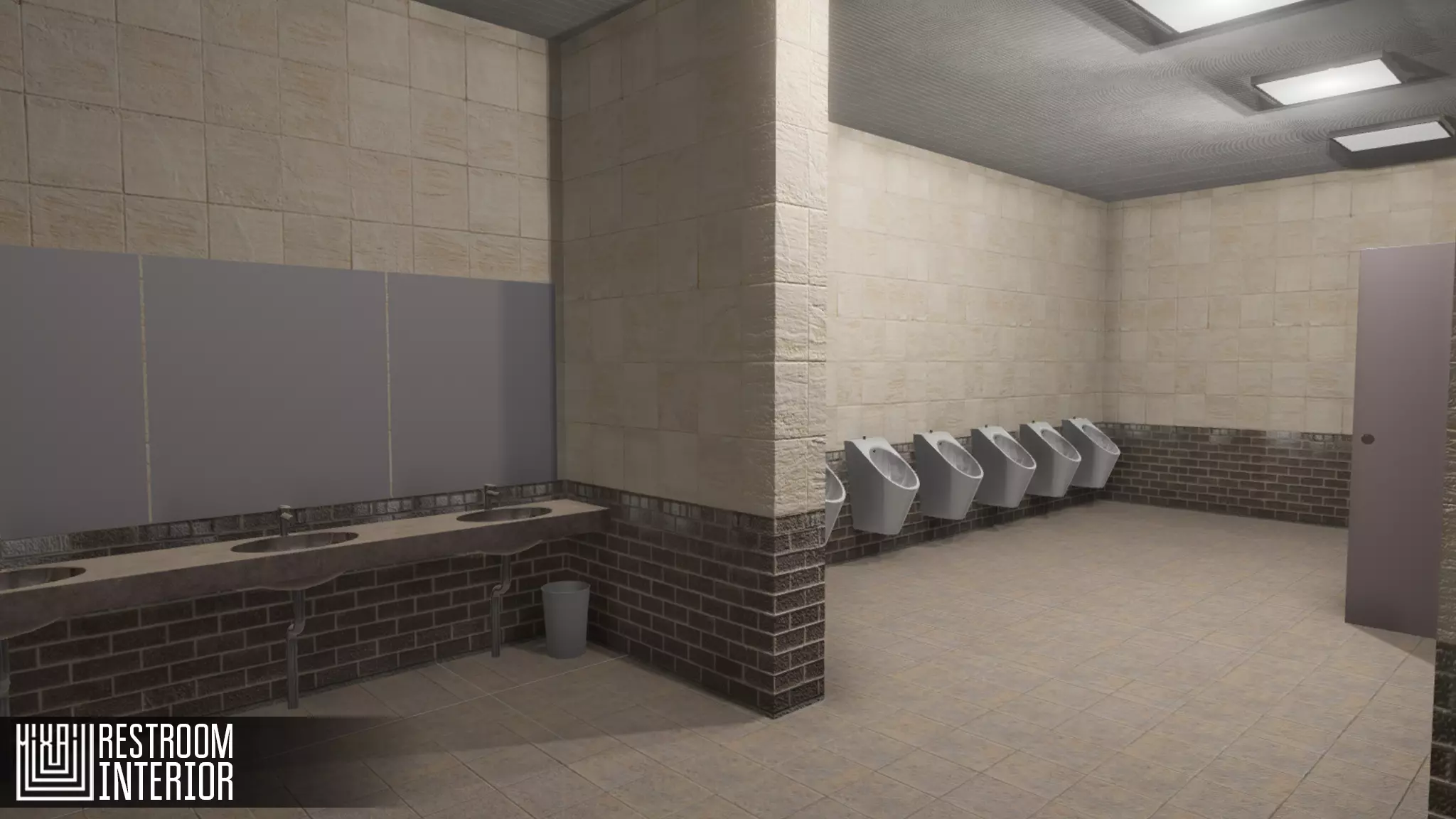 Restroom - interior Low-poly 3D model_0