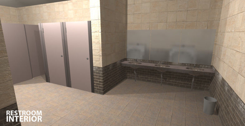 Restroom - interior Low-poly 3D model_7