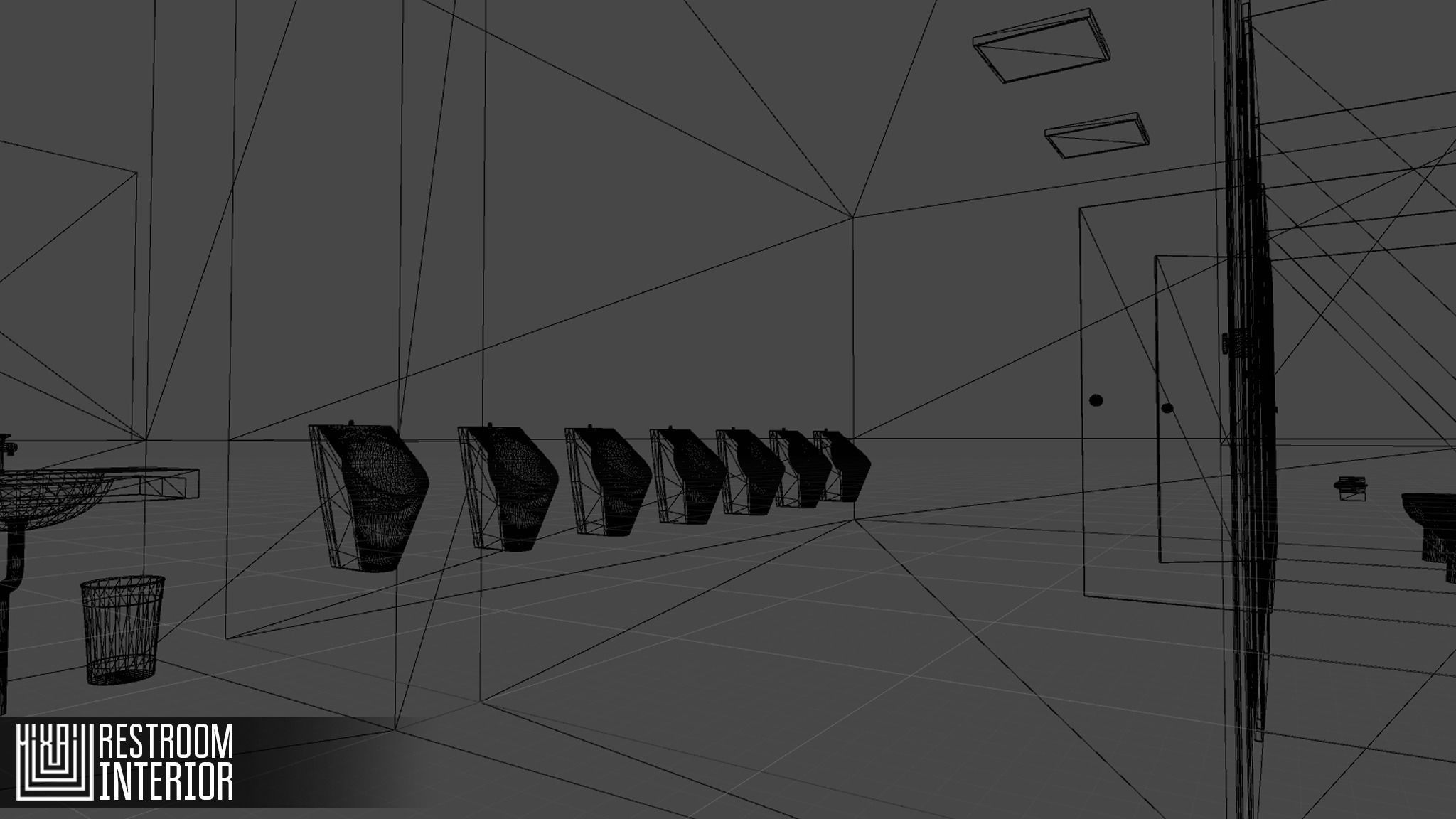 Restroom - interior Low-poly 3D model_12