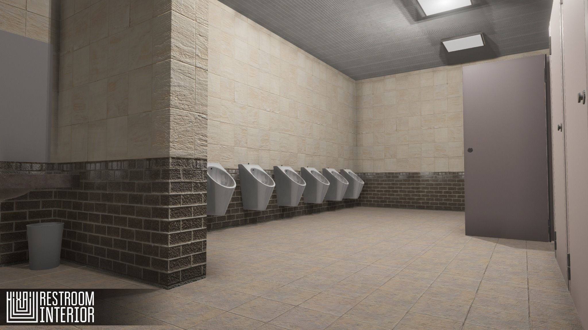 Restroom - interior Low-poly 3D model_2