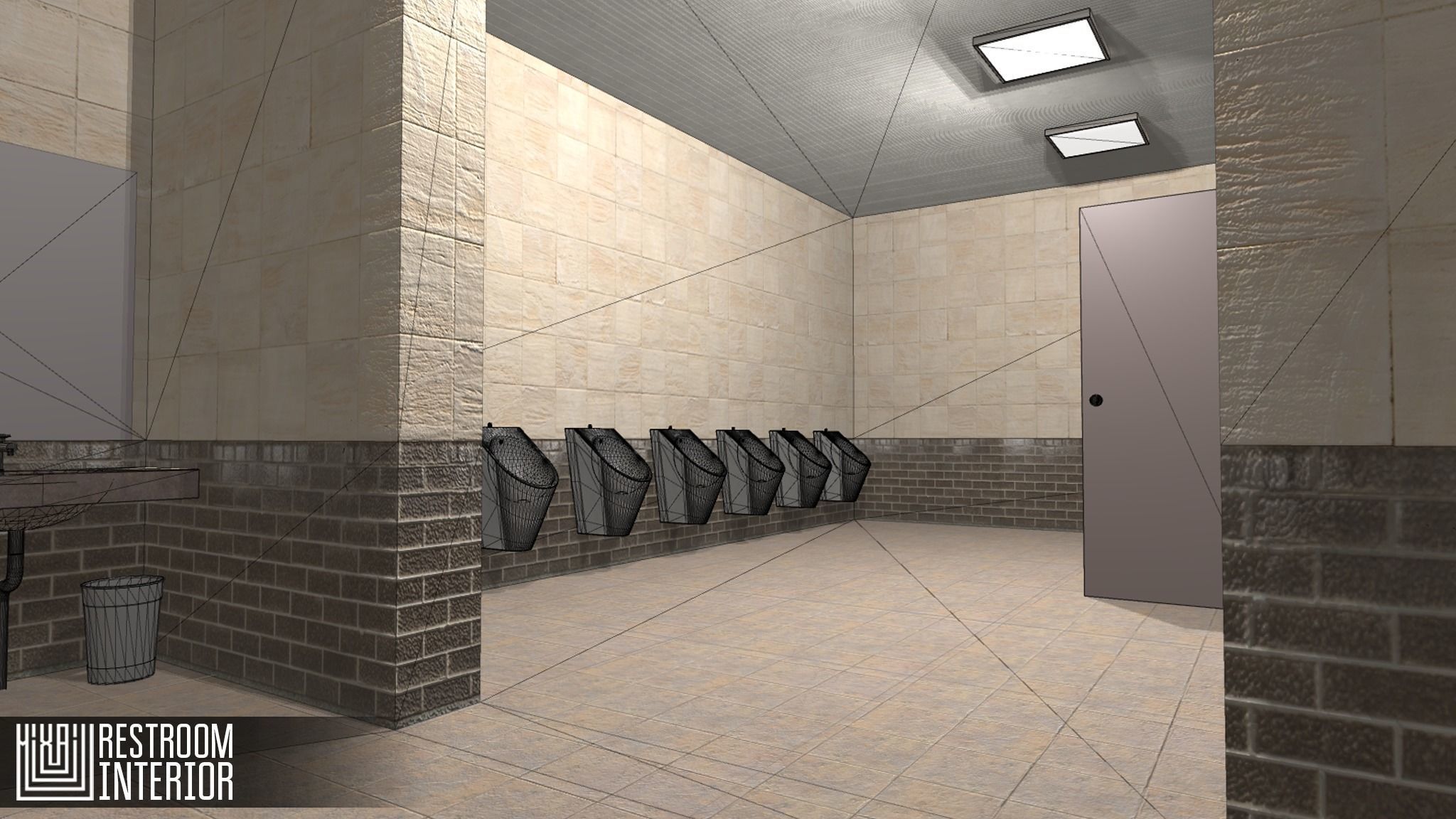 Restroom - interior Low-poly 3D model_10