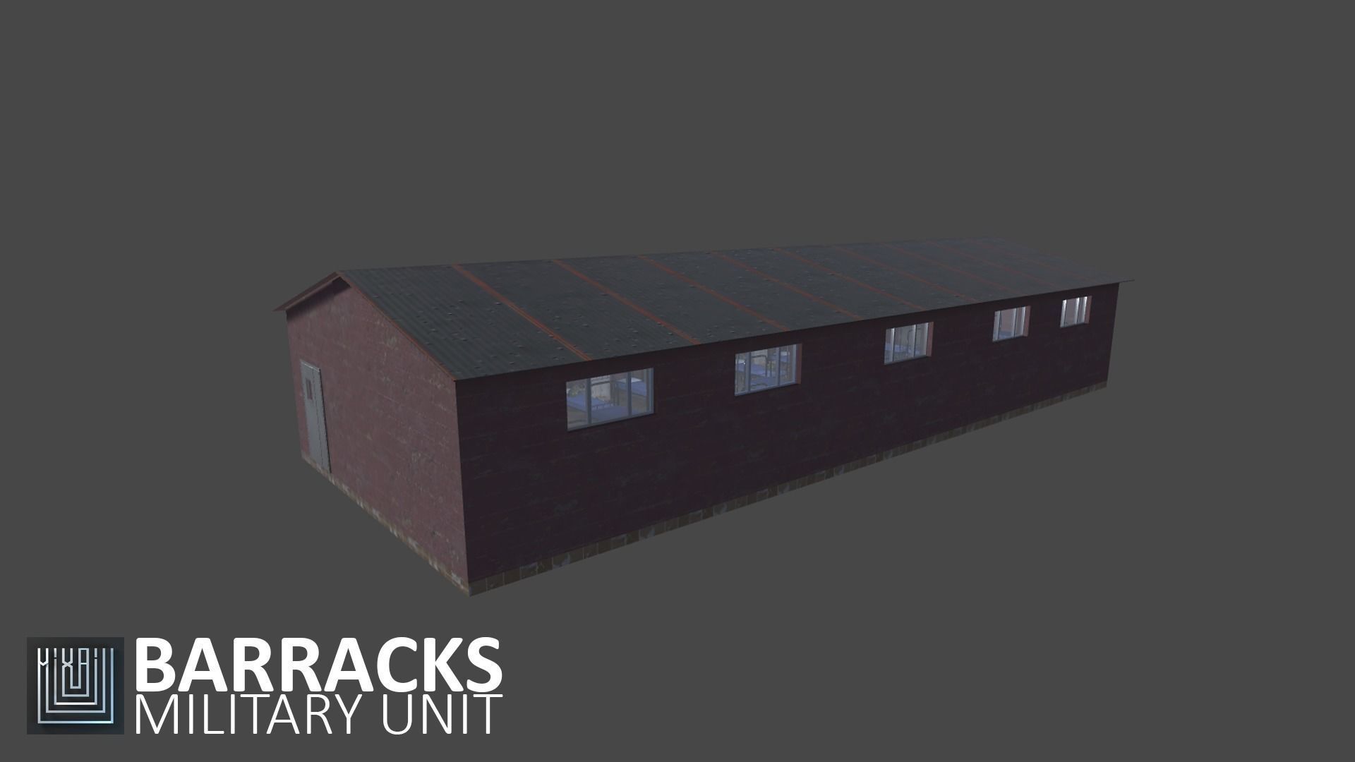 Barracks - military unit Low-poly 3D model_14