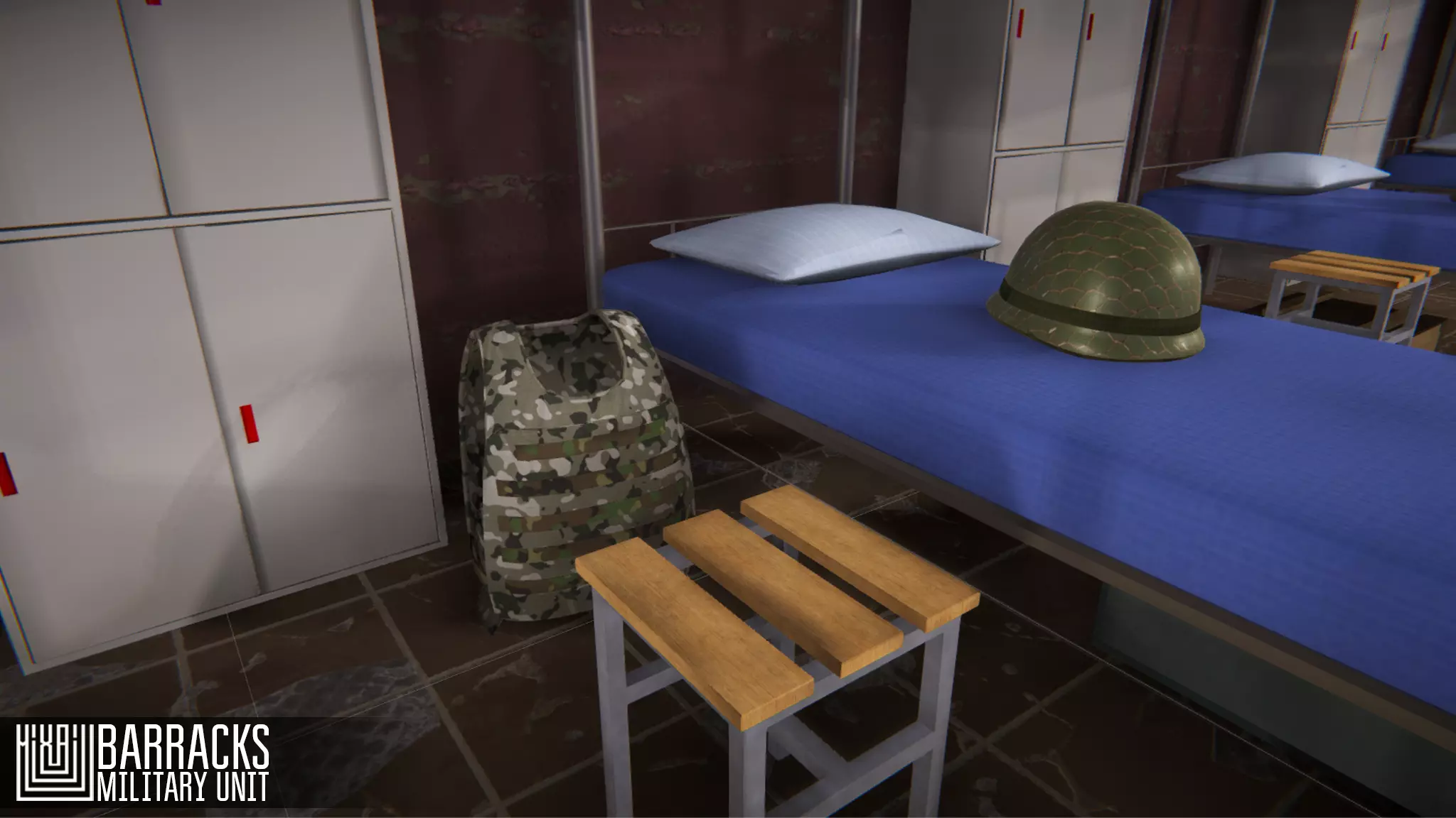 Barracks - military unit Low-poly 3D model_0