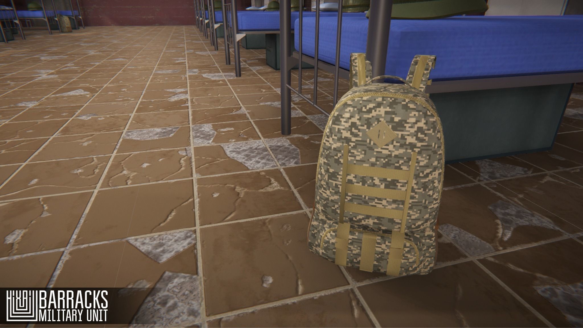 Barracks - military unit Low-poly 3D model_1