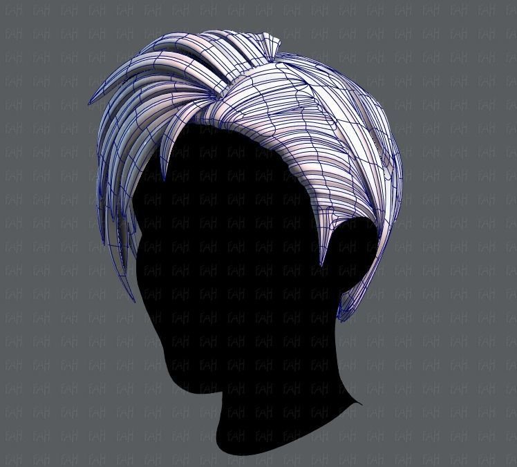3D Hair style for Man V07 Low-poly 3D model_16
