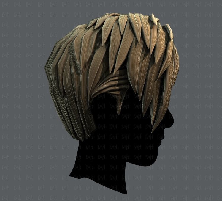 3D Hair style for Man V07 Low-poly 3D model_19