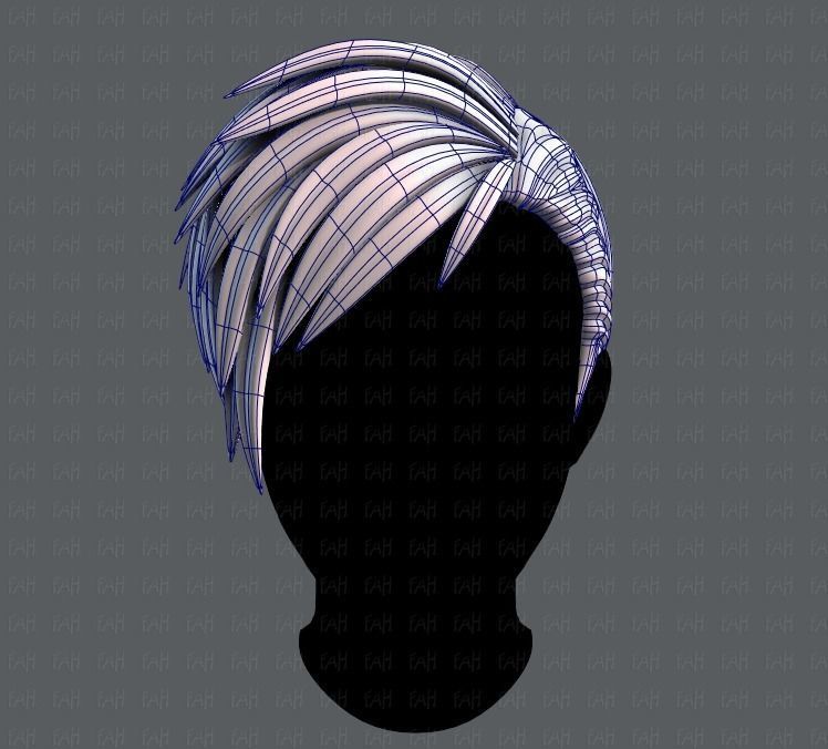 3D Hair style for Man V07 Low-poly 3D model_9