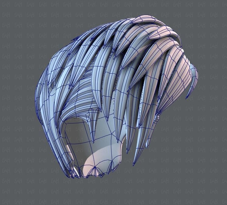 3D Hair style for Man V07 Low-poly 3D model_42