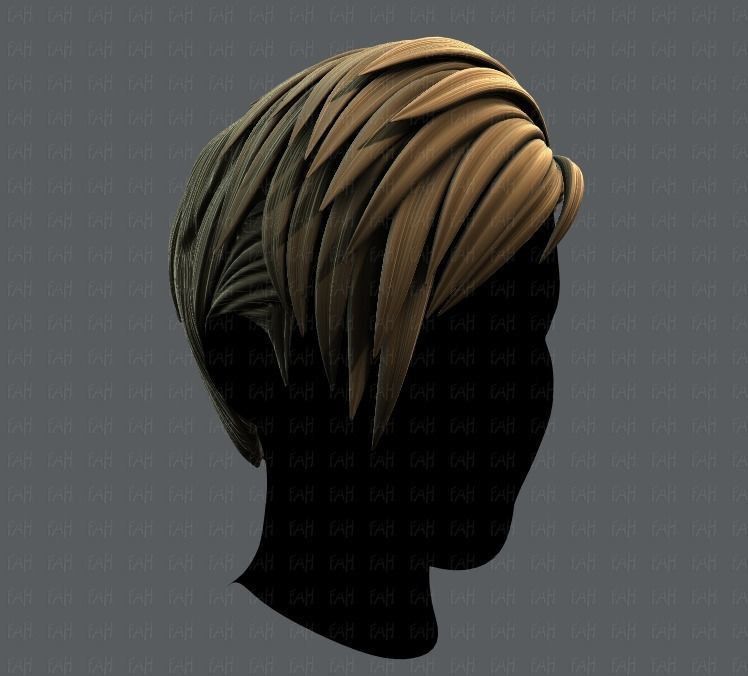 3D Hair style for Man V07 Low-poly 3D model_2