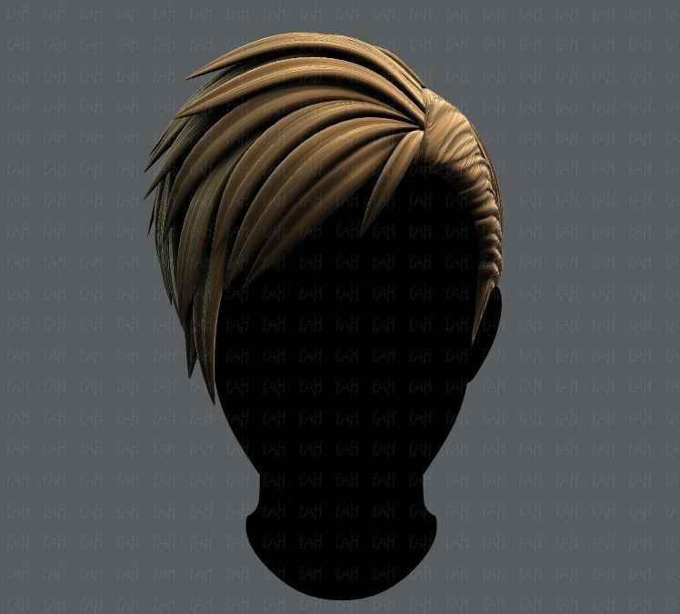 3D Hair style for Man V07 Low-poly 3D model_1