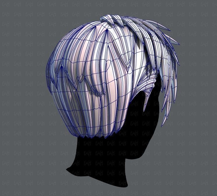 3D Hair style for Man V07 Low-poly 3D model_12