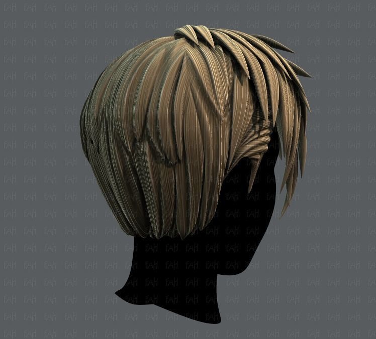 3D Hair style for Man V07 Low-poly 3D model_4