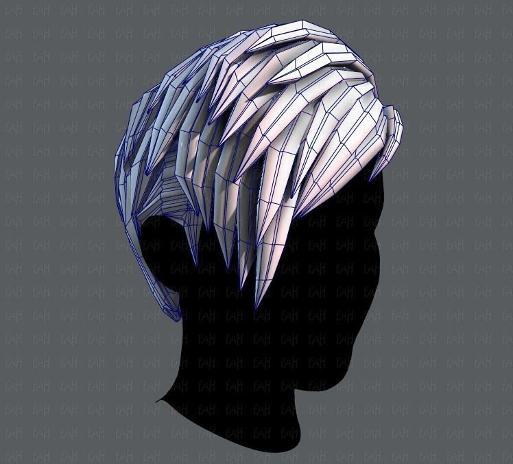 3D Hair style for Man V07 Low-poly 3D model_26
