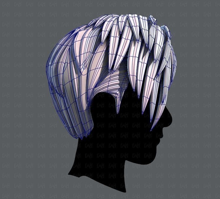 3D Hair style for Man V07 Low-poly 3D model_11