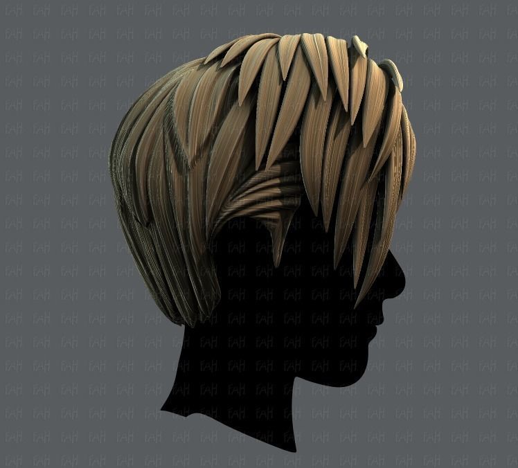 3D Hair style for Man V07 Low-poly 3D model_3