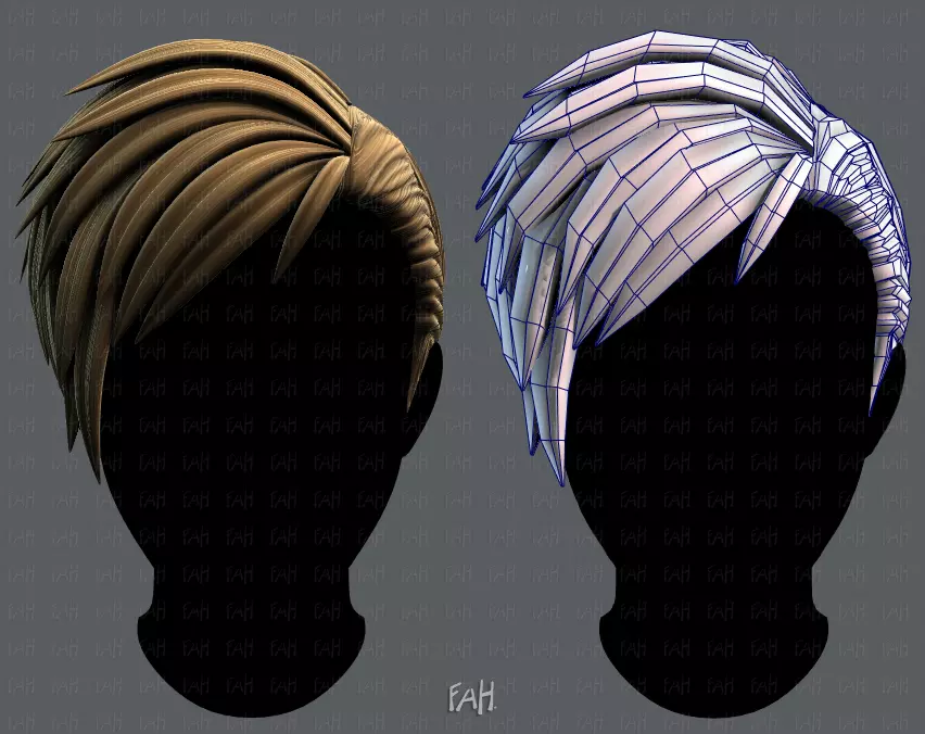 3D Hair style for Man V07 Low-poly 3D model_0