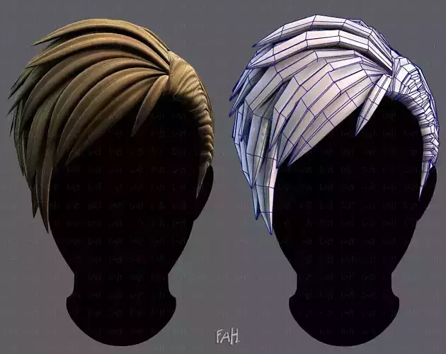 3D Hair style for Man V07 Low-poly 3D model