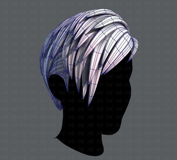 3D Hair style for Man V07 Low-poly 3D model_10